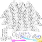 MotBach 200 Pack 3g Plastic Jars with Lids, 3ml Round Clear Cosmetic Containers Makeup Jars, 3gram Travel Size Container Jar with Spatulas for Makeup Lotion Cream Sample Ointment Salve Balm Powder