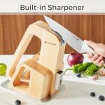 KINGSTONE Kitchen Knife Set with Block, 14 Pcs German Stainless Steel Knife Set with Built-in Sharpener, Dishwasher Safe Knife Block Set(natural, 14pcs)