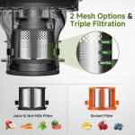 VANDISELL Juicer Machines, 3-in-1 Cold Press Juicer with 6.5" Large Feed Chute for Whole Fruits & Vegetables, 100oz Large Capacity for Family Use, Easy to Clean, Black