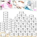 MotBach 200 Pack 3g Plastic Jars with Lids, 3ml Round Clear Cosmetic Containers Makeup Jars, 3gram Travel Size Container Jar with Spatulas for Makeup Lotion Cream Sample Ointment Salve Balm Powder