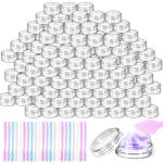 MotBach 200 Pack 3g Plastic Jars with Lids, 3ml Round Clear Cosmetic Containers Makeup Jars, 3gram Travel Size Container Jar with Spatulas for Makeup Lotion Cream Sample Ointment Salve Balm Powder
