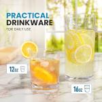 Zulay Kitchen Plastic Drinking Glasses (Set of 8) – Mixed 16oz & 12oz Acrylic Shatterproof Cups for Home, Kitchen & Outdoors – Crystal Clear Glass Look – BPA & Lead-Free – Top-Rack Dishwasher Safe