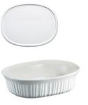 CorningWare FS12 French White 1.5qt/1.4L Oval Ceramic Casserole Dish and F-12-PC 1.5qt French White Plastic Lid