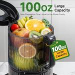 VANDISELL Juicer Machines, 3-in-1 Cold Press Juicer with 6.5" Large Feed Chute for Whole Fruits & Vegetables, 100oz Large Capacity for Family Use, Easy to Clean, Black