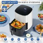 NEWBULIG Air Fryer, 6QT Square Airfryer with Visual Window, 400℉ Fast Heating Air Fryers Oven with Timer, Auto-Off, Non Toxic & Non Stick, Multiple 12 Modes for Roast, Bake, Dehydrate, Fry, Reheat