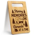 Happy Camper Bamboo Cutting Board for Rv CamperLovers, Small Camper Kitchen Essentials for Women Men, Camping Birthday Housewarming Gifts for Kitchen Decor, Making Memories One Campsite At a Time