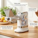 GVODE Electric Pasta Maker - 3-in-1 All Metal Pasta Sheet Roller & Cutter Set 700W Max Motor, includes Fettuccine & Spaghetti Maker with Cleaning Brush and Roller Guider, Stainless Steel Silver