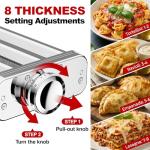 GVODE Electric Pasta Maker - 3-in-1 All Metal Pasta Sheet Roller & Cutter Set 700W Max Motor, includes Fettuccine & Spaghetti Maker with Cleaning Brush and Roller Guider, Stainless Steel Silver