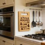 Happy Camper Bamboo Cutting Board for Rv CamperLovers, Small Camper Kitchen Essentials for Women Men, Camping Birthday Housewarming Gifts for Kitchen Decor, Making Memories One Campsite At a Time