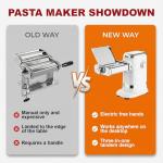 GVODE Electric Pasta Maker - 3-in-1 All Metal Pasta Sheet Roller & Cutter Set 700W Max Motor, includes Fettuccine & Spaghetti Maker with Cleaning Brush and Roller Guider, Stainless Steel Silver