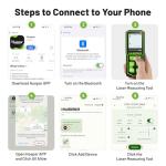 395FT Bluetoothed Green Laser Measuring Tool with Angle Sensor, Huepar 1/16in Accuracy Laser Distance Measurement Tool, Digital Laser Room Measuring Device, Laser Distance Meters