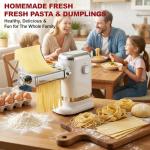 GVODE Electric Pasta Maker - 3-in-1 All Metal Pasta Sheet Roller & Cutter Set 700W Max Motor, includes Fettuccine & Spaghetti Maker with Cleaning Brush and Roller Guider, Stainless Steel Silver