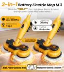 qimedo 6000mAh Battery Cordless Electric Mop M3 Pro, 800RPM Electric Power Scrubber & Mops for Floor Cleaning, Automatic Spin Mops with Smart Display,Rotating Mop with LED Light & Water Spray