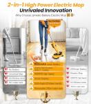 qimedo 6000mAh Battery Cordless Electric Mop M3 Pro, 800RPM Electric Power Scrubber & Mops for Floor Cleaning, Automatic Spin Mops with Smart Display,Rotating Mop with LED Light & Water Spray