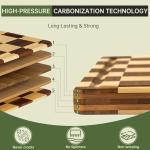 THETCHRY Bamboo Cutting Boards for Kitchen, Checkered Wooden Cutting Board with Juice Groove, Non Slip, Non Toxic Serving Tray, Thick Large Chopping Board Gift for Home Chef, 16.5” x 11.6” x 0.8”