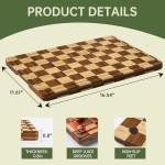 THETCHRY Bamboo Cutting Boards for Kitchen, Checkered Wooden Cutting Board with Juice Groove, Non Slip, Non Toxic Serving Tray, Thick Large Chopping Board Gift for Home Chef, 16.5” x 11.6” x 0.8”