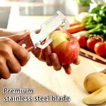 2-Pack Multifunctional Vegetable Peeler, 3 in 1 Kitchen Peeler with Wooden Handle, Grater & Bottle Opener for Potato, Carrot, Apple, Fruit & Vegetable