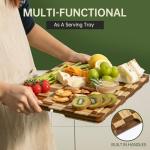 THETCHRY Bamboo Cutting Boards for Kitchen, Checkered Wooden Cutting Board with Juice Groove, Non Slip, Non Toxic Serving Tray, Thick Large Chopping Board Gift for Home Chef, 16.5” x 11.6” x 0.8”