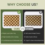 THETCHRY Bamboo Cutting Boards for Kitchen, Checkered Wooden Cutting Board with Juice Groove, Non Slip, Non Toxic Serving Tray, Thick Large Chopping Board Gift for Home Chef, 16.5” x 11.6” x 0.8”