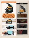 Waffle Maker, 1400W Double Belgian Waffle Iron 180° Flip, 8 Slices in 3 Mins, Rotating & Nonstick Plates, Anti-Scald, Removable Drip Tray Easy to Clean, Cool Touch Handle, Space-Saving (Mint Blue)