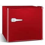 Antarctic Star Mini Upright Freezer -1.2 cu.ft Compact freezer with Removable Shelves and Adjustable Thermostat, for Home/Kitchen/Office(Red)