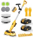 qimedo 6000mAh Battery Cordless Electric Mop M3 Pro, 800RPM Electric Power Scrubber & Mops for Floor Cleaning, Automatic Spin Mops with Smart Display,Rotating Mop with LED Light & Water Spray