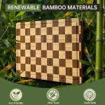 THETCHRY Bamboo Cutting Boards for Kitchen, Checkered Wooden Cutting Board with Juice Groove, Non Slip, Non Toxic Serving Tray, Thick Large Chopping Board Gift for Home Chef, 16.5” x 11.6” x 0.8”