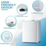 Electactic 2.1 Cu.ft Small Freezer, Mini Upright Freezer with 7 Adjustable Thermostat, Removable Shelves, Reversible Single Door, for Bedroom/Home/Dorms/Apartment (White)