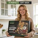 THETCHRY Bamboo Cutting Boards for Kitchen, Checkered Wooden Cutting Board with Juice Groove, Non Slip, Non Toxic Serving Tray, Thick Large Chopping Board Gift for Home Chef, 16.5” x 11.6” x 0.8”