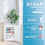 Electactic 2.1 Cu.ft Small Freezer, Mini Upright Freezer with 7 Adjustable Thermostat, Removable Shelves, Reversible Single Door, for Bedroom/Home/Dorms/Apartment (White)