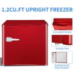 Antarctic Star Mini Upright Freezer -1.2 cu.ft Compact freezer with Removable Shelves and Adjustable Thermostat, for Home/Kitchen/Office(Red)