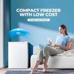 Electactic 2.1 Cu.ft Small Freezer, Mini Upright Freezer with 7 Adjustable Thermostat, Removable Shelves, Reversible Single Door, for Bedroom/Home/Dorms/Apartment (White)