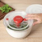 Sur La Table Kitchen Essential 6.3 Qt Salad Spinner, Fruit Wahser, Fruit Washing Bowl with Strainer, Vegertable Cleaner, Salad Cleaner, Lettuce Washer - Red