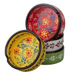 Ashtray Set for Indoor Outdoor Use Cigarette Ash Holder for Smokers Desktop Smoking Ash Tray - Home Office Decoration Hand-Paint Ceramic Cigar Ashtrays (4 Pcs - Red/Yellow/White/Green)