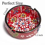 Ashtray Set for Indoor Outdoor Use Cigarette Ash Holder for Smokers Desktop Smoking Ash Tray - Home Office Decoration Hand-Paint Ceramic Cigar Ashtrays (4 Pcs - Red/Yellow/White/Green)