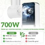 GVODE 5-in-1 Electric Cheese Grater and Vegetable Slicer – 700W Powerful Rotary Grater for the Kitchen with Multiple Attachments, White