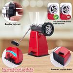 LHS Manual Meat Grinder with Stainless Steel Blades Heavy Duty Powerful Suction Base for Home Use Fast and Effortless for All Meats-Red