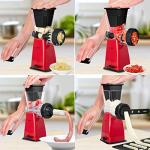 LHS Manual Meat Grinder with Stainless Steel Blades Heavy Duty Powerful Suction Base for Home Use Fast and Effortless for All Meats-Red