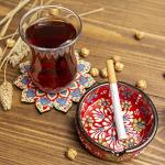 Ashtray Set for Indoor Outdoor Use Cigarette Ash Holder for Smokers Desktop Smoking Ash Tray - Home Office Decoration Hand-Paint Ceramic Cigar Ashtrays (4 Pcs - Red/Yellow/White/Green)