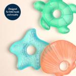 Itzy Ritzy Water-Filled Teethers - Cold Cutie Coolers Textured On Both Sides to Massage Sore Gums & Emerging Teeth - Can Be Chilled in Refrigerator, Set of 3 Seaside Water Teethers