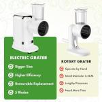 GVODE 5-in-1 Electric Cheese Grater and Vegetable Slicer – 700W Powerful Rotary Grater for the Kitchen with Multiple Attachments, White