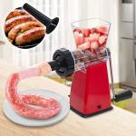 LHS Manual Meat Grinder with Stainless Steel Blades Heavy Duty Powerful Suction Base for Home Use Fast and Effortless for All Meats-Red