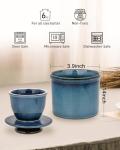 Jersinwei French Butter Dish, Butter Crock for Counter with Water Line, Ceramic Butter Keeper for Spreadable Butter - Chrismas Gift Home Kitchen Decor - Reactive Glaze Collection - Blue