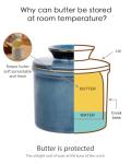 Jersinwei French Butter Dish, Butter Crock for Counter with Water Line, Ceramic Butter Keeper for Spreadable Butter - Chrismas Gift Home Kitchen Decor - Reactive Glaze Collection - Blue