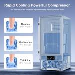 15'' Commercial Under Counter Ice Maker 110 LbS/Day Stainless Steel Ice Machine Built-in Freestanding Ice Maker with 30 Lb Bin Auto-Cleaning 24H Timer Gravity Drainage for Commercial Home