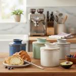 Jersinwei French Butter Dish, Butter Crock for Counter with Water Line, Ceramic Butter Keeper for Spreadable Butter - Chrismas Gift Home Kitchen Decor - Reactive Glaze Collection - Blue