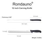 Rondauno Brisket Knife, Carving Knife for Meat with 12 Inch Ultra Sharp Slicing Knives for Cutting BBQ, Turkey and Roast, Premium High Carbon Stainless Steel
