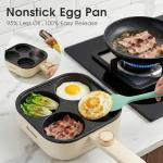 REXYHOME Electric Egg Pan Nonstick: No Stove Needed 900W Granite 4-Cup Omelette Pan with 2 Power Adjustable, Breakfast Non Stick Frying Pans Skillet for Eggs, Pancakes, Crepes, Plett and More