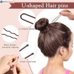 YINGFENG 134 Pcs Brown Hair Bun Maker Kit for Kids Small - 4 Hair Donuts for Buns, 20 Hair Nets for Buns, 100 U Shaped Bobby Pins, 10 Hair Bands, for Girls, Ballet Dance, Hair Accessories for Women