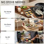 REXYHOME Electric Egg Pan Nonstick: No Stove Needed 900W Granite 4-Cup Omelette Pan with 2 Power Adjustable, Breakfast Non Stick Frying Pans Skillet for Eggs, Pancakes, Crepes, Plett and More